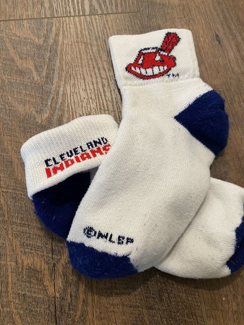 Vintage Cleveland Indians  Socks Mens Size 9-11 Red MLB Chief Wahoo Logo 90s